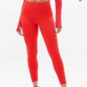 Athleta Rainier Fleece Lined Tight in Red Size Medium